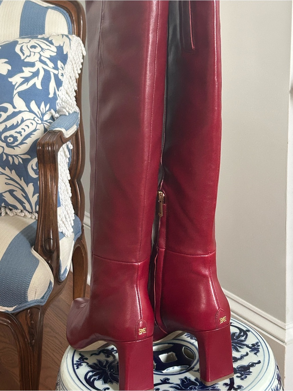 Sam Edelman Tall Leather Burgundy Boot - Picture 4 of 13
